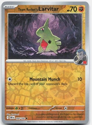 Team Rocket's Larvitar 094/182 NM Destined Rivals Common Reverse Holo Pokemon