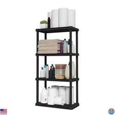 IRIS USA 4-Tier Storage Shelf, 48" Fixed Height Organizer, Eco-Friendly Black