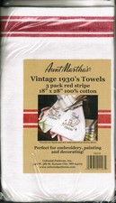 Stitch 'Em Up Stripe Towels 18x28 3/Pkg-Red Stripe