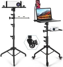 Laptop Tripod on Wheels with 2 Shelves,Portable Projector Floor Stand Adjustable