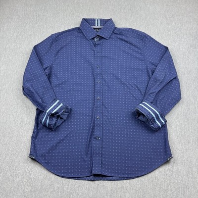 Robert Graham Shirt Mens 2XL XXL Blue Modern American Tailored Fit Button Up