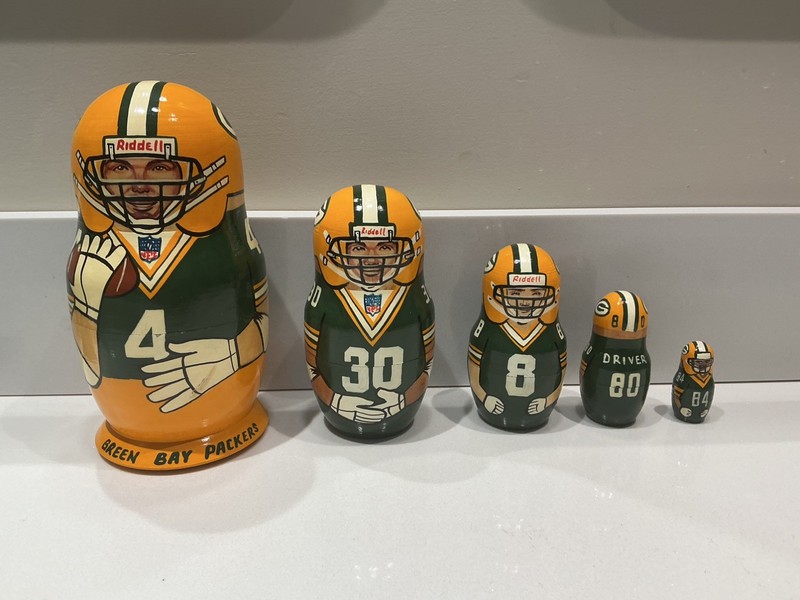 GREEN BAY PACKERS Russian Nesting Dolls – Brett Favre + Players–NFL Hand-Painted