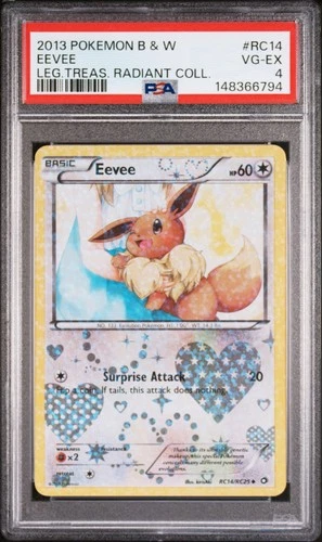 2013 POKEMON BLACK & WHITE LEGEND TREASURES RADIANT COLLECTION #RC14 EEVEE PSA 4