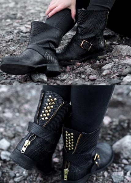 Women Billi Bi Boots Black Leather 37 #5Z6U