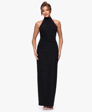 MSRP $159 XSCAPE Size 12 Womens Halter Neck Gown Black