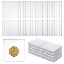 200-Pack 400 Pockets 2.17 x 2.17 Inch Plastic Double-Pocket Coin Flips Cl...