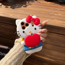 For iPhone 17 16 15 14 Pro Max 13 12 Cute 3D Kitty Cat Silicone Phone Case Cover
