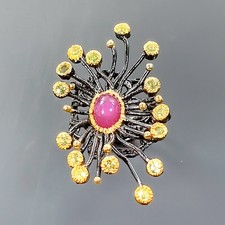 Biżuteria Gwiazda Rubin Pierścionek Srebro 925 Sterling Rozmiar 6,5 /B-R2845