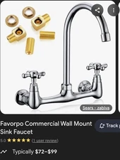 9" Commercial/Home Wall Mount Sink Faucet- Chrome