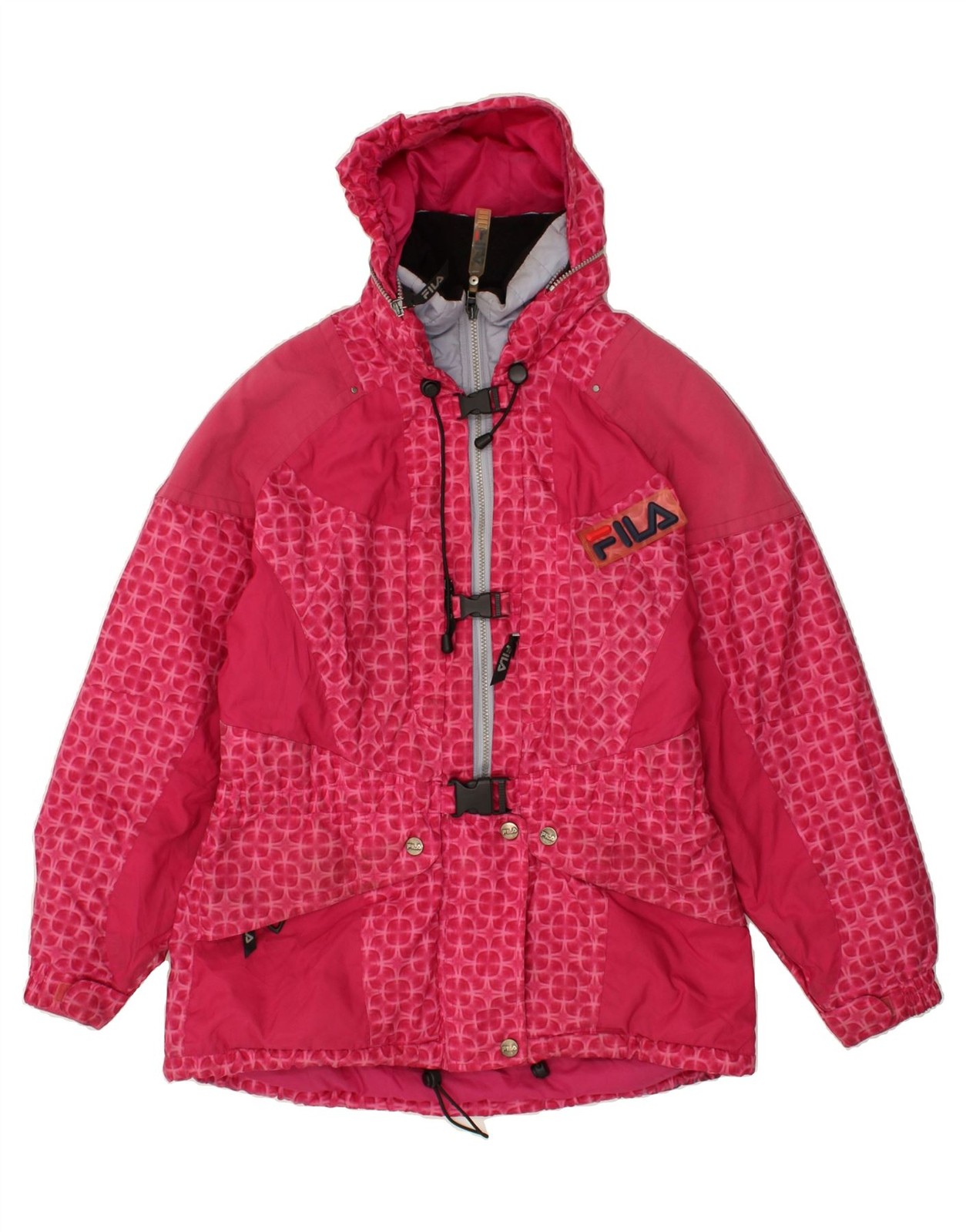 FILA Giacca da sci donna con cappuccio IT 46 grande rosa colorblock poliestere BF36