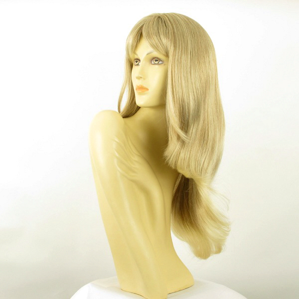 Perruque Longue Femme FLORA F27613 - Blond Foncé Méchés Clairs - Synthétique, Raie Libre - Neuf Avec étiquette