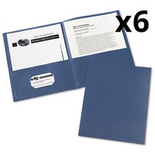 6 Pack of Two-Pocket Folder, 40-Sheet Capacity, Dark Blue, 25/Box