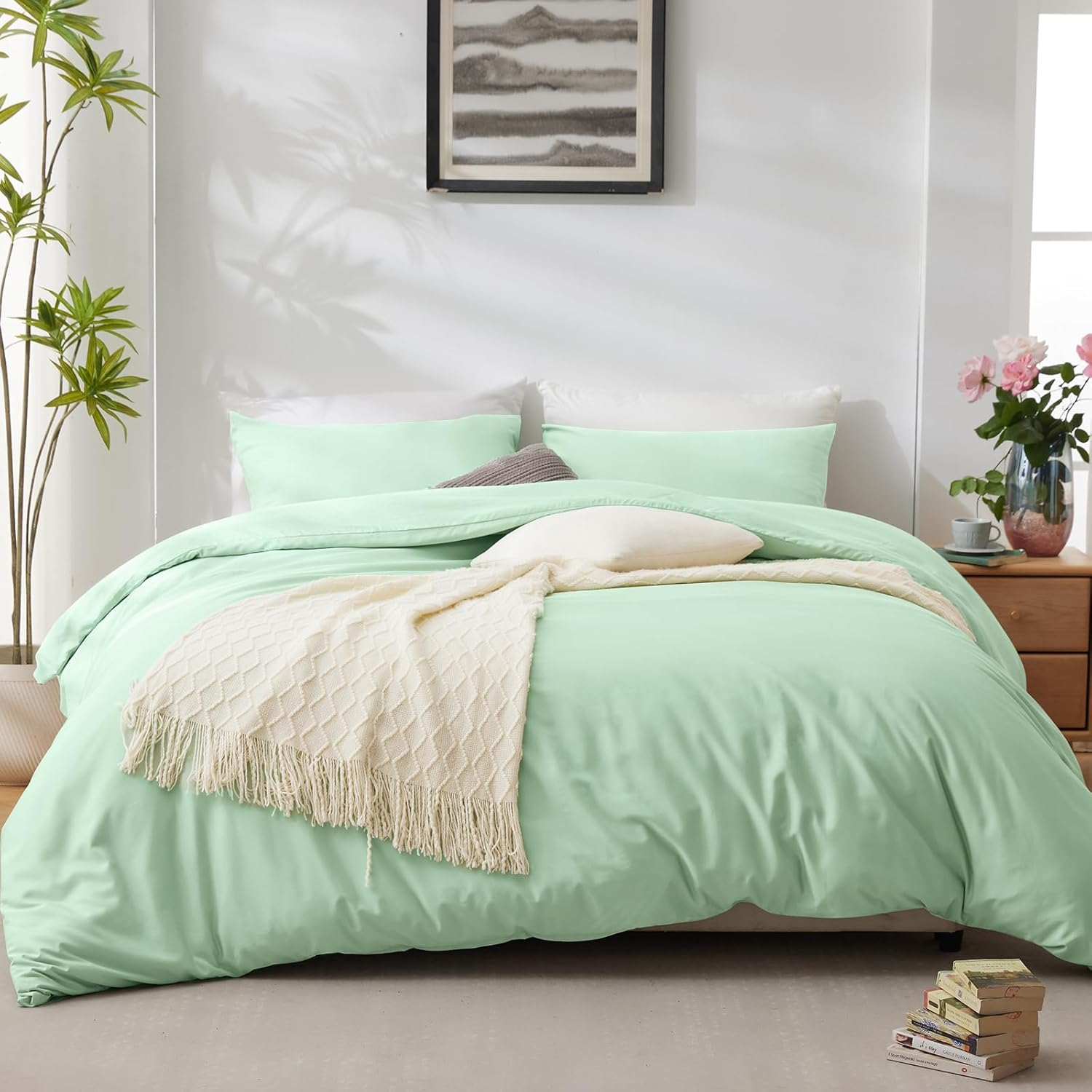 Duvet Cover Queen Size, Rayon Derived from Bamboo, Cooling & Soft Queen Duvet Co-image