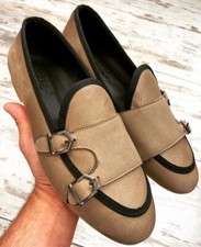 Giorgio Gabani Slipper Double Monk Moccasin Beige Double Buckle Men's Shoes 40