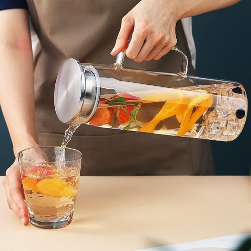 51oz Heat Resistant Glass Water Pitcher/Water Carafe with Infuser Pitcher Lid - Picture 4 of 8