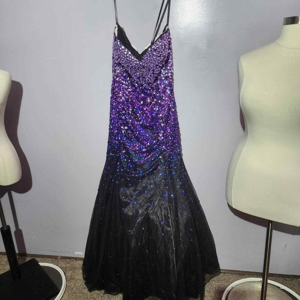 Renaissance collection purple embellished ombre formal maxi dress plus size  16