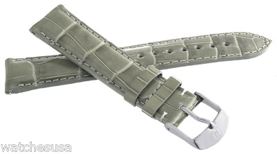 NEW Michele Womens 18mm Grey Alligator Leather Watch Band 