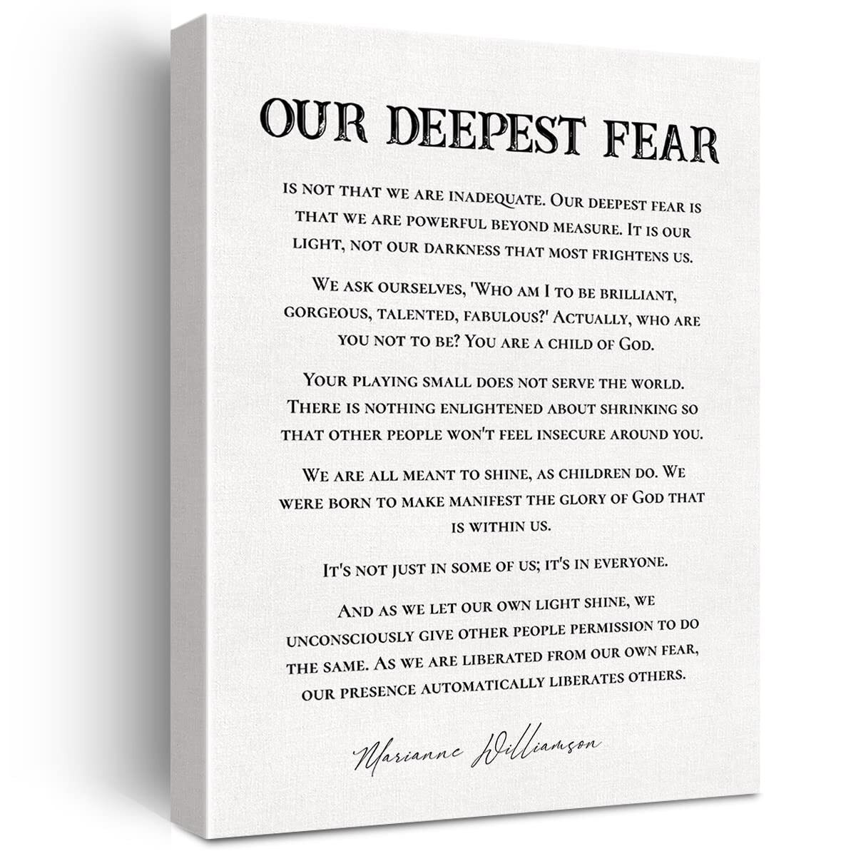 Inspirational Quote Canvas Wall Art Motivational Our Deepest Fear Quotes Canv...