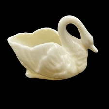 Lenox Swan Salt Cellar Dip Ring Trinket Dish 2"x2.5" Cream Miniature Made in USA