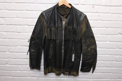 Schott Vintage Leather Jacket 60s cafe racer western fringe small 