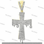 14K Yellow Gold Plated 2Ct Lab Created Diamond Christmas Dripping Cross Pendant