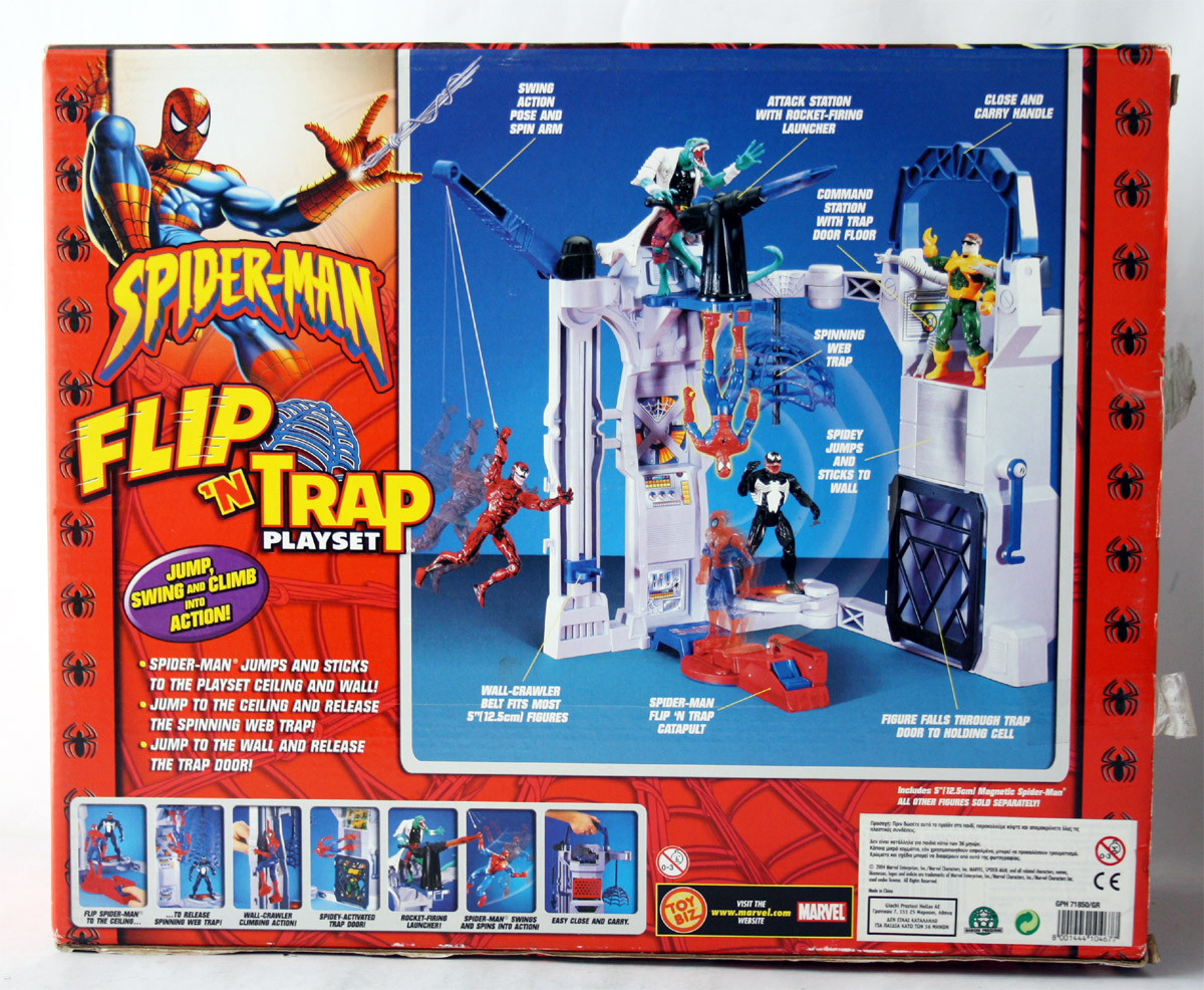 RARE 2004 SPIDERMAN FLIP N TRAP PLAYSET + JUMP N STICK MAGNETIC