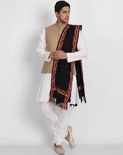 Kashmiri Traditional Indian Man Woolen Shawl Stole Paisley Jamawar Wrap Pashmina