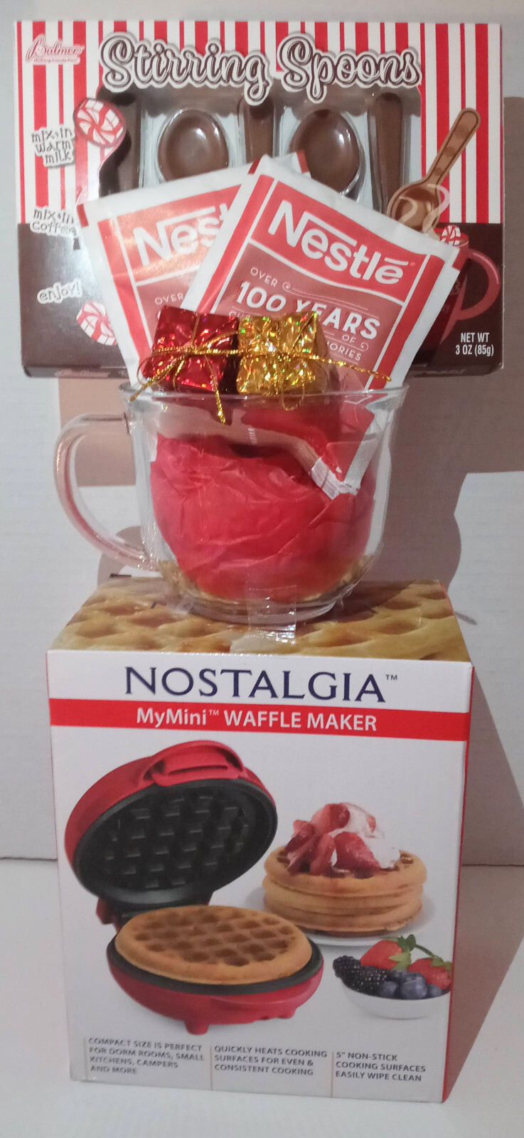 Red Waffle Maker with Cocoa Gift Set for Birthdays, Get Well, Mother's Day & Thank You-image