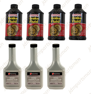 GENUINE (4x) DOT 3 Brake Fluid + (3x) Idemitsu PSF Toyota Lexus 00475-1BF03