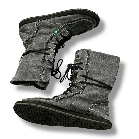 Sanuk Stevie Side Walk Botines Combate Lona Cordones Grunge Minimalista Talla 6 Foto 2 de 4