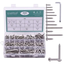 300 PCS Pan Head Phillips Drive Sheet Metal Screws Assortment Kit with Size #...