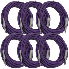 6 Pack of 25 Foot Purple TS to TS Patch Cables PA/DJ Cords 1/4 Inch TS Mono