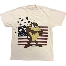 SEALED! WB 1996 Looney Tunes TAZ American Flag USA Tasmanian Devil T Shirt XXL