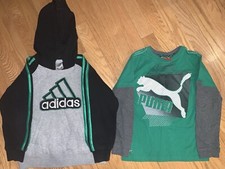 Lot of 2 Adidas Boys Long sleeve Hoodie Puma Shirt Size 6