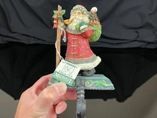 VTG Midwest WinterWind Santa Cast Iron & Plaster Christmas Stocking Hanger