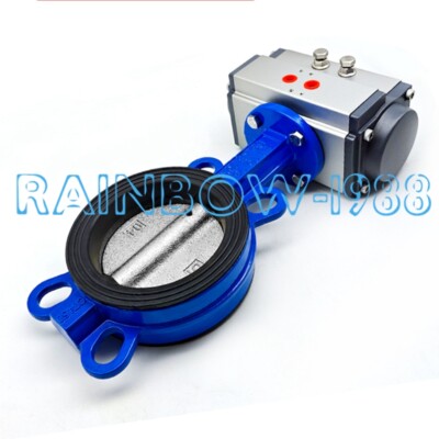 DN65 Pneumatic butterfly valve wafer type stainless steel valve actuator