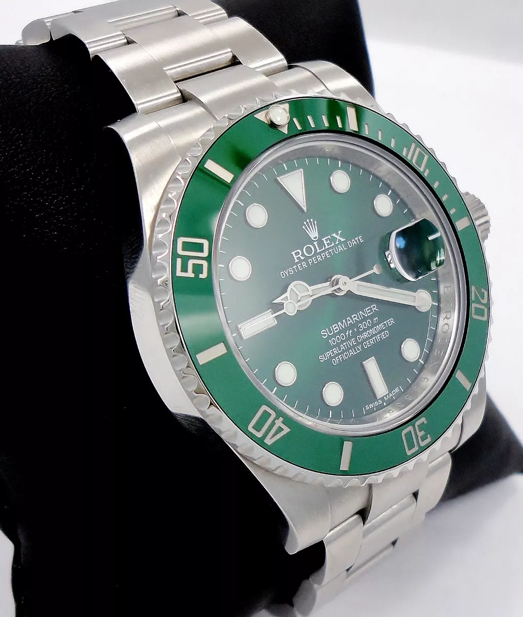 Rolex Submariner Green Dial Stainless Steel Oyster Bracelet Green Ceramic  Bezel Dive Watch 116610LV