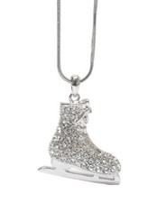 Clear Crystal Ice Figure Skating Shoe Pendant Necklace for Women
