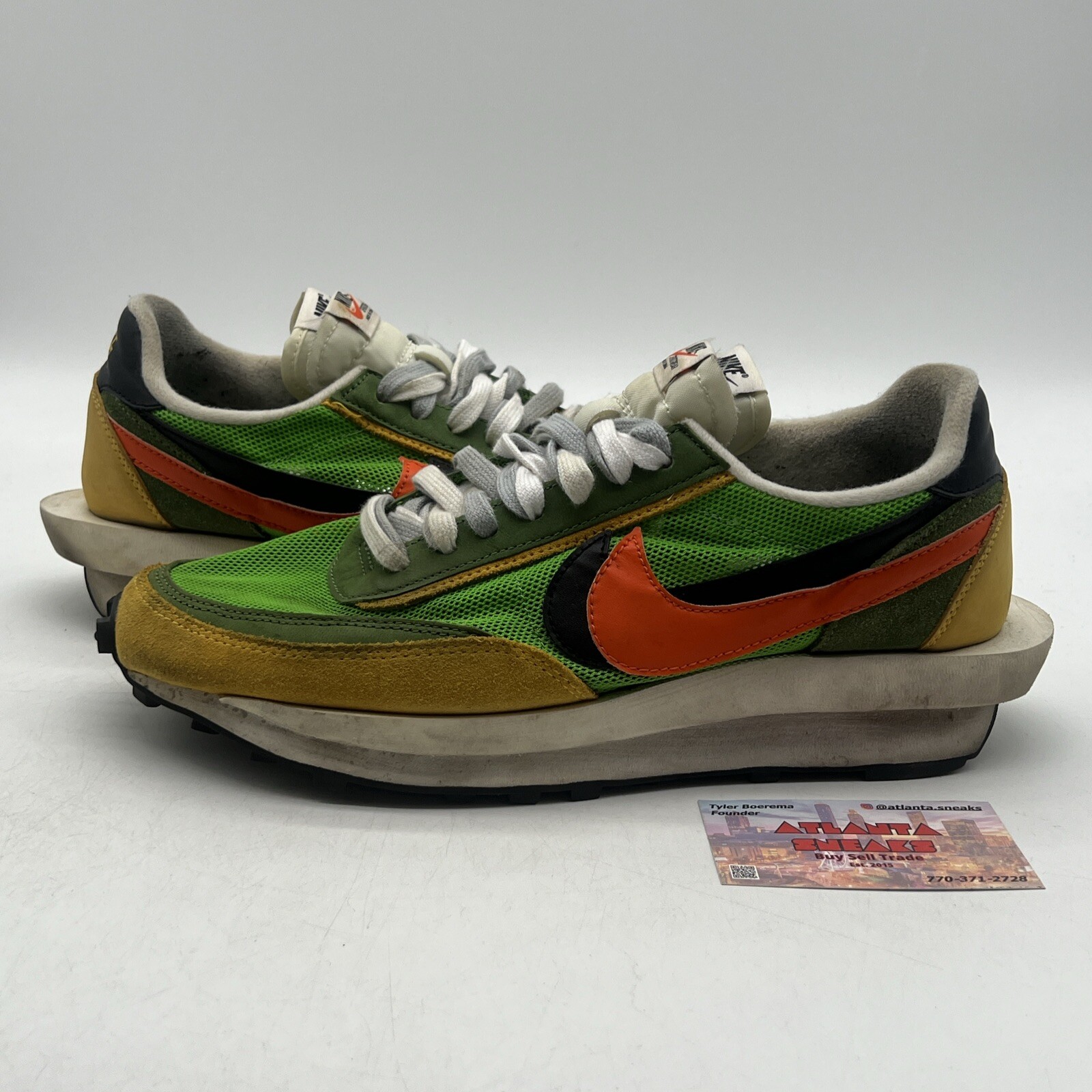 SACAI X NIKE Taglia 10 Nike sacai x LDWaffle Green Gusto Orange (BV0073 300)