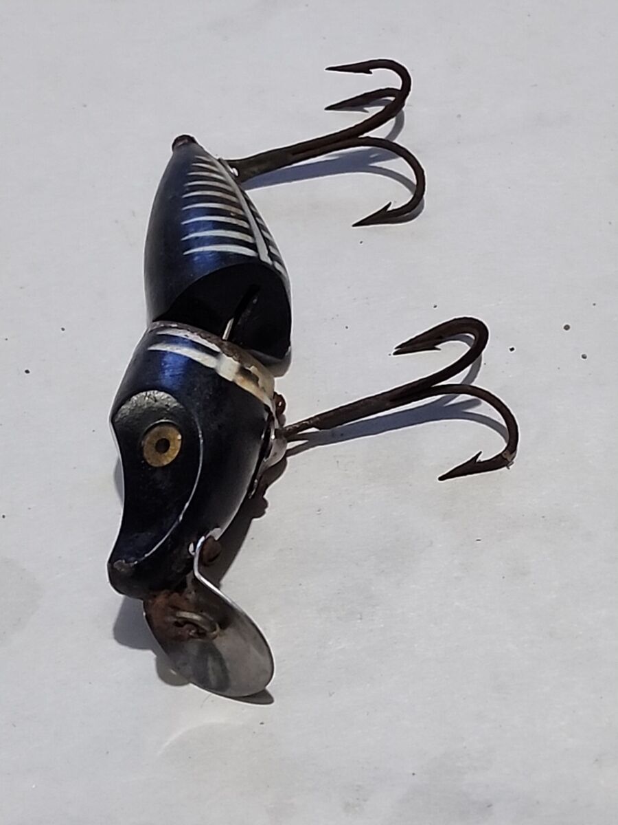 Vintage Heddon Jointed River Runt Spook Sinker Black & White Vintage Heddon Jointed River Runt Spook Sinker Black & White