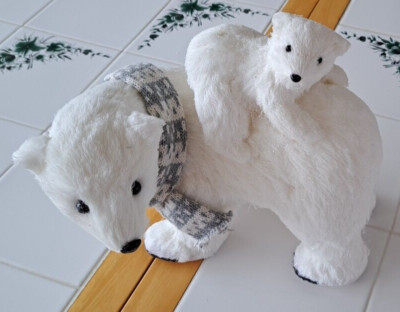Enchanted Holiday Whimsical Glittery Iced Bottle Brush Polar Bear/Baby Ornament