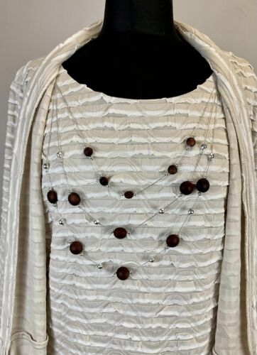 Ladies occasion dress and cardigan Frank Lyman beige stretchy UK 18 BNWT H1 - Picture 6 of 16