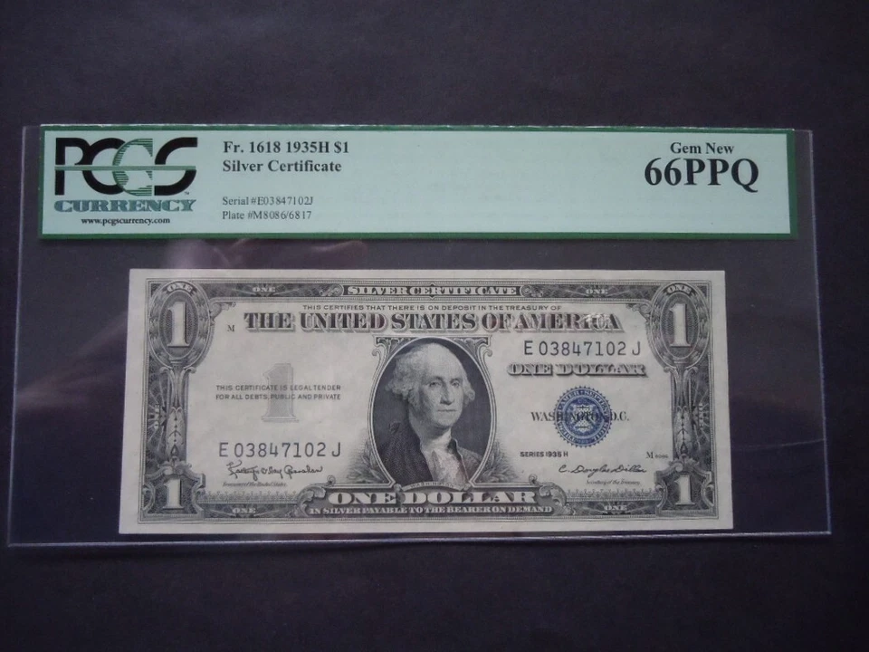 (4) 1935 H $1 Consecutive Blue Seal Silver Certificates Graded pcgs 66 Gem New - Image 2 of 4