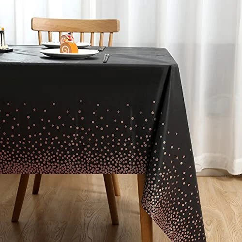 2 Packaging Black and Rose Gold Plastic Tablecloth, Pack of 2 Black Rose Gold - Image 3 of 4