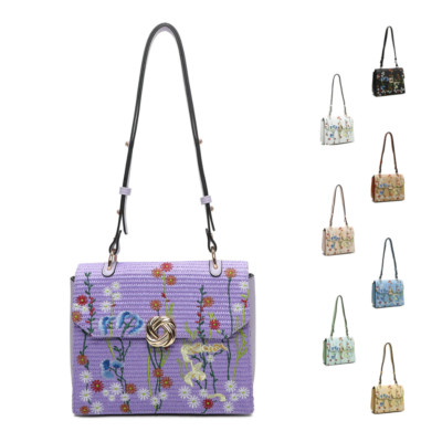 Neu leichte Damen-Shopper-Schultertasche mit besticktem Muster mit Kettenriemen