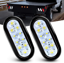 Bright 6" Oval White Tail Light - Waterproof, Easy Install, 10 LEDs - 2 Piece
