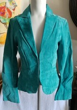 Marciano Womens Turquoise Hook And Eye Fitted Leather Jacket Sz M Nwt