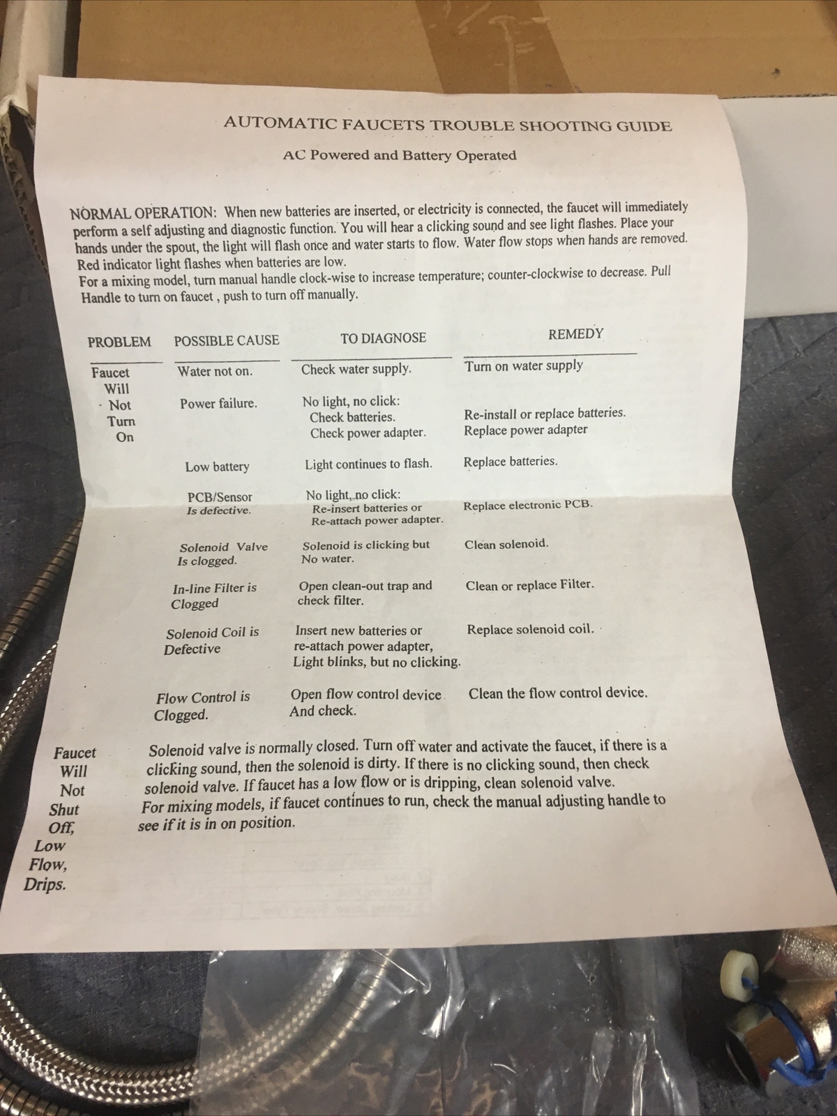 Component Hardware Group Ac Power Touchless Faucet K16-9000 Encore Electronics