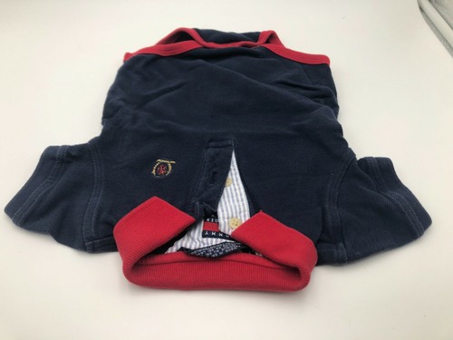 Vintage 1 Piece Tommy Hilfiger Infant 3-6 Months Blue Red Collar Baby Bodysuit - Picture 3 of 7