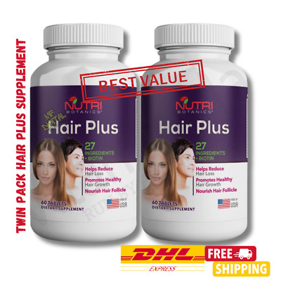 Hair Plus Supplement - Stop Hair Loss & Boost Hair Growth 60's Twin Pack